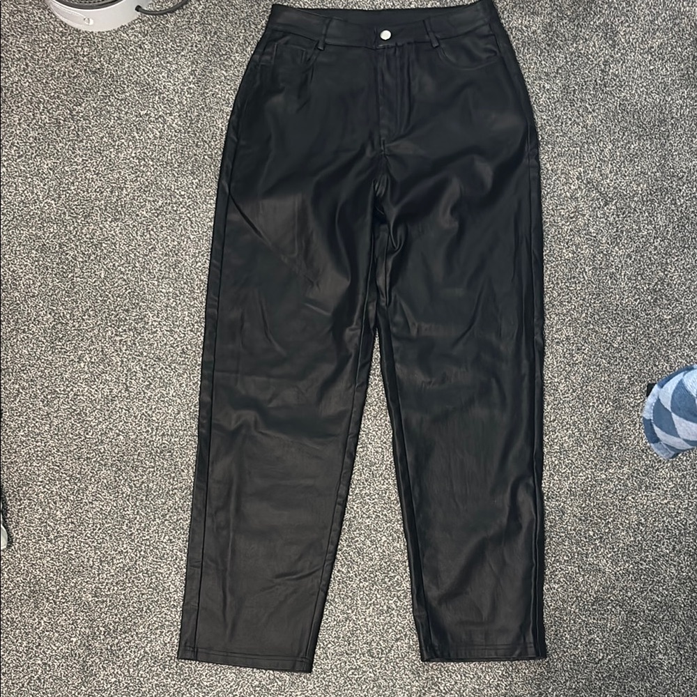 Women’s black leather pants